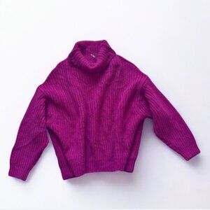 Free People Oversized Turtleneck Tunic Sweater Hot Pink Size XS Can Fit S/M
